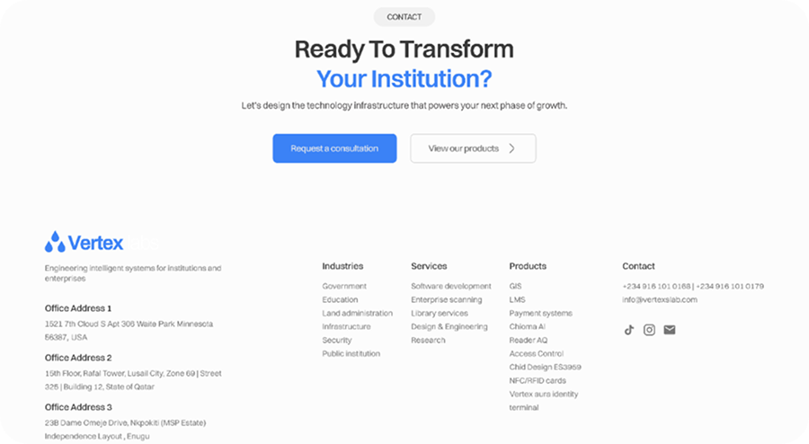 Contact and Footer